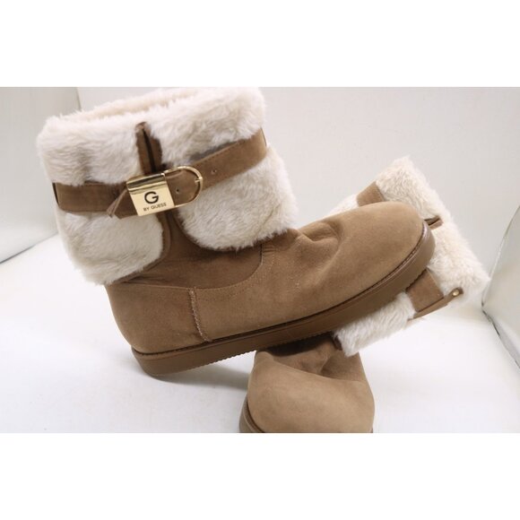 Guess Alta-X Womens Sz 9 M Faux Fur Lined Cold Weather Ankle Buckle Boots Brown - Picture 9 of 9